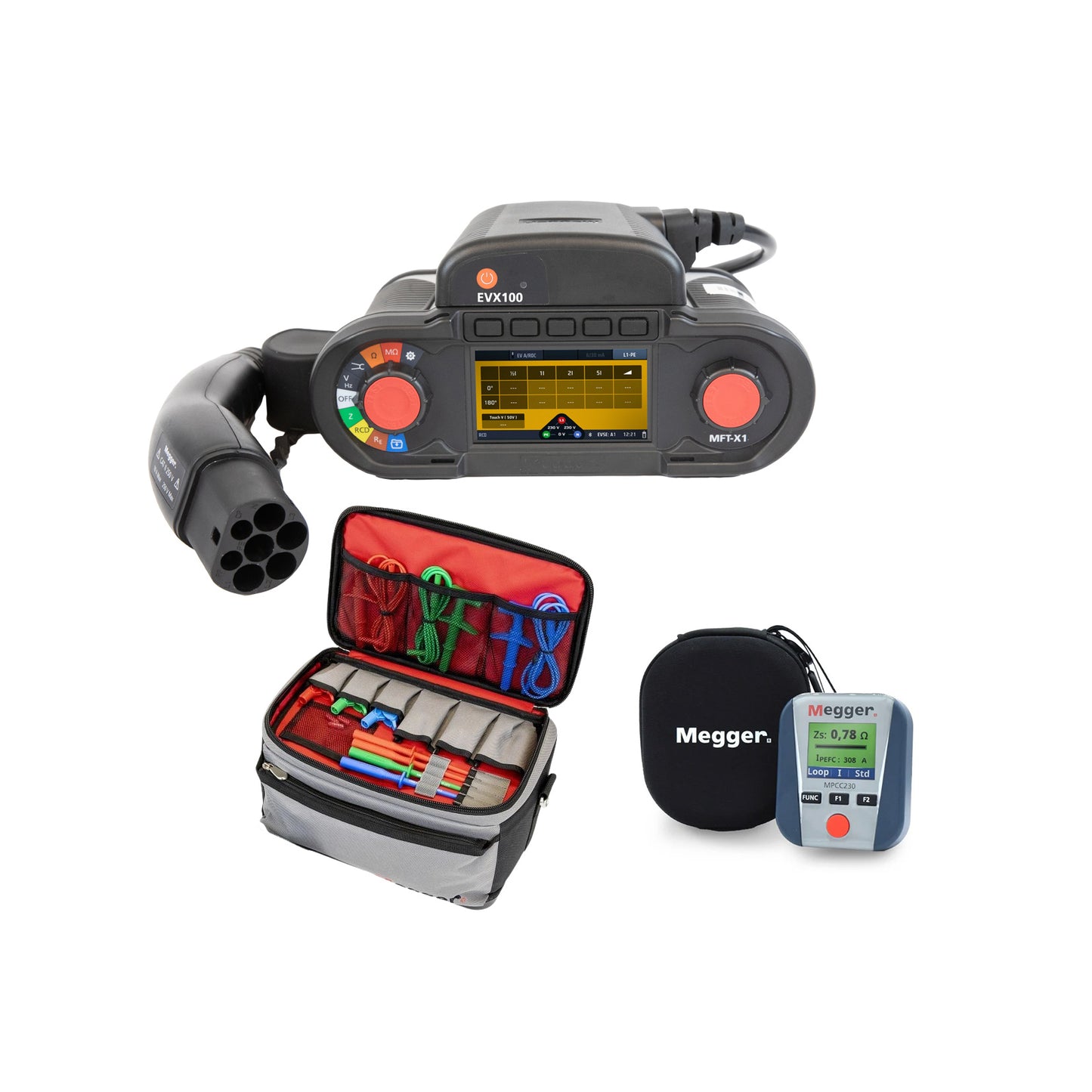 Megger All-in-One Messgeräte-Set  MFT-X1 & EVX100 & MPCC230 – VDE-konform prüfen, messen & dokumentieren